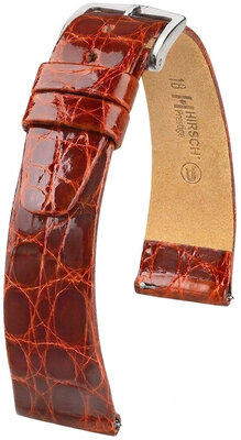 Bracelet en cuir Hirsch Prestige 02208170-2, brun, peau de crocodile, Quick Release