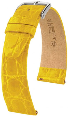 Bracelet en cuir Hirsch Prestige 02208172-2, jaune, peau de crocodile, Quick Release