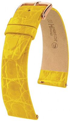 Bracelet en cuir Hirsch Prestige 02208172-7, jaune, peau de crocodile, Quick Release