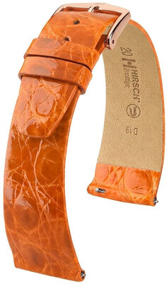 Bracelet en cuir Hirsch Prestige 02208176-7, orange, peau de crocodile, Quick Release