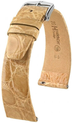 Bracelet en cuir Hirsch Prestige 02208190-2, beige, peau de crocodile, Quick Release