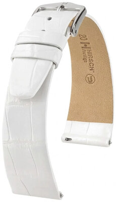 Bracelet en cuir Hirsch Prestige 02307100-2, blanc, peau d'alligator, Quick Release
