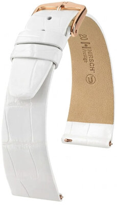 Bracelet en cuir Hirsch Prestige 02307100-7, blanc, peau d'alligator, Quick Release