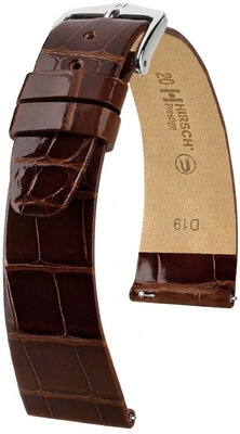 Bracelet en cuir Hirsch Prestige 02307110-2, brun, peau d'alligator, Quick Release