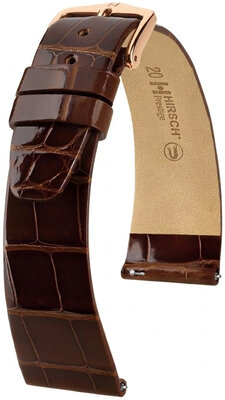 Bracelet en cuir Hirsch Prestige 02307110-7, brun, peau d'alligator, Quick Release