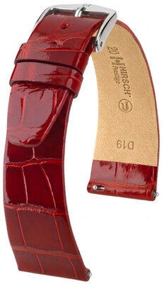 Bracelet en cuir Hirsch Prestige 02307120-2, rouge, peau d'alligator, Quick Release
