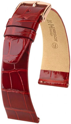 Bracelet en cuir Hirsch Prestige 02307120-7, rouge, peau d'alligator, Quick Release