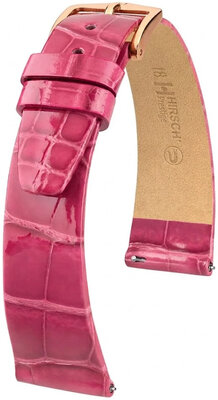Bracelet en cuir Hirsch Prestige 02307124-7, rose, peau d'alligator, Quick Release