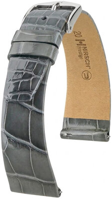 Bracelet en cuir Hirsch Prestige 02307130-2, gris, peau d'alligator, Quick Release