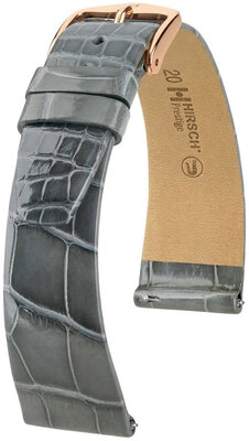 Bracelet en cuir Hirsch Prestige 02307130-7, gris, peau d'alligator, Quick Release