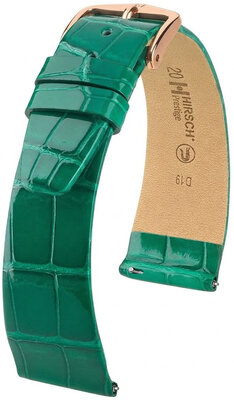 Bracelet en cuir Hirsch Prestige 02307140-7, vert, peau d'alligator, Quick Release
