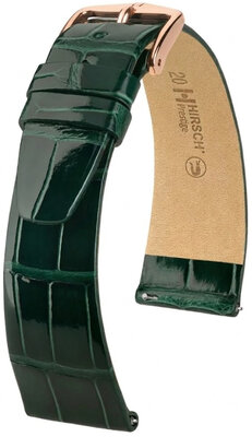 Bracelet en cuir Hirsch Prestige 02307141-7, vert, peau d'alligator, Quick Release