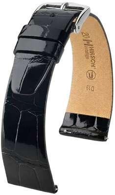 Bracelet en cuir Hirsch Prestige 02307150-2, noir, peau d'alligator, Quick Release