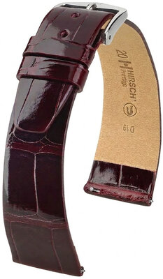 Bracelet en cuir Hirsch Prestige 02307160-2, rouge, peau d'alligator, Quick Release