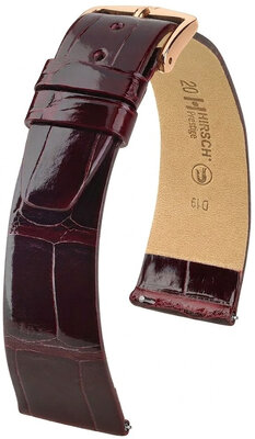 Bracelet en cuir Hirsch Prestige 02307160-7, rouge, peau d'alligator, Quick Release