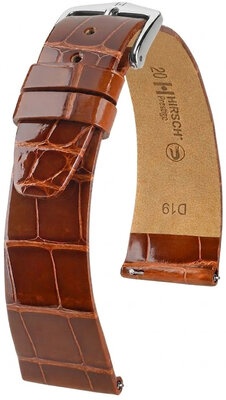 Bracelet en cuir Hirsch Prestige 02307170-2, brun, peau d'alligator, Quick Release