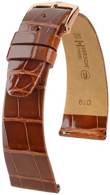 Bracelet en cuir Hirsch Prestige 02307170-7, brun, peau d'alligator, Quick Release