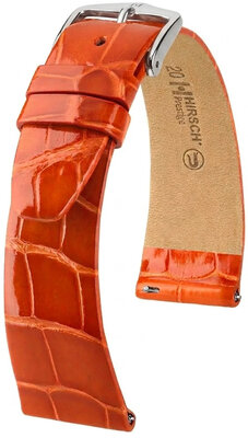 Bracelet en cuir Hirsch Prestige 02307177-2, orange, peau d'alligator, Quick Release