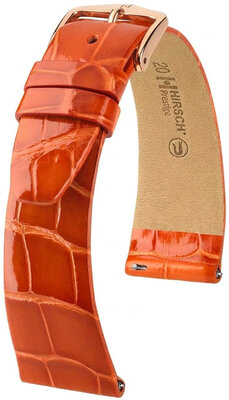 Bracelet en cuir Hirsch Prestige 02307177-7, orange, peau d'alligator, Quick Release