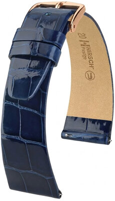 Bracelet en cuir Hirsch Prestige 02307180-7, bleu, peau d'alligator, Quick Release
