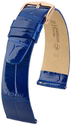 Bracelet en cuir Hirsch Prestige 02307182-7, bleu, peau d'alligator, Quick Release