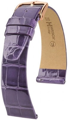 Bracelet en cuir Hirsch Prestige 02307184-7, violet, peau d'alligator, Quick Release