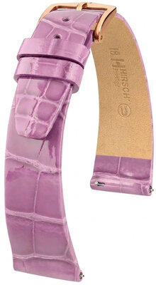 Bracelet en cuir Hirsch Prestige 02307187-7, violet, peau d'alligator, Quick Release