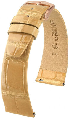 Bracelet en cuir Hirsch Prestige 02307190-7, beige, peau d'alligator, Quick Release