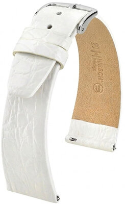 Bracelet en cuir Hirsch Prestige 02308100-2, blanc, peau de crocodile, Quick Release