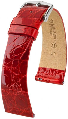 Bracelet en cuir Hirsch Prestige 02308120-2, rouge, peau de crocodile, Quick Release