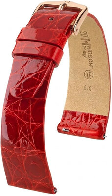 Bracelet en cuir Hirsch Prestige 02308120-7, rouge, peau de crocodile, Quick Release