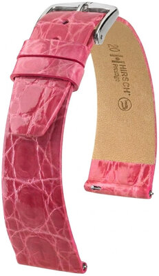 Bracelet en cuir Hirsch Prestige 02308125-2, rose, peau de crocodile, Quick Release