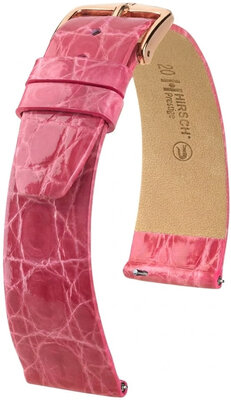 Bracelet en cuir Hirsch Prestige 02308125-7, rose, peau de crocodile, Quick Release