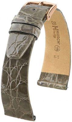 Bracelet en cuir Hirsch Prestige 02308130-7, gris, peau de crocodile, Quick Release