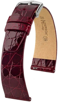 Bracelet en cuir Hirsch Prestige 02308160-2, rouge, peau de crocodile, Quick Release