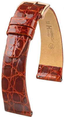 Bracelet en cuir Hirsch Prestige 02308170-7, brun, peau de crocodile, Quick Release