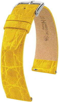 Bracelet en cuir Hirsch Prestige 02308172-2, jaune, peau de crocodile, Quick Release