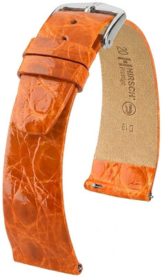Bracelet en cuir Hirsch Prestige 02308176-2, orange, peau de crocodile, Quick Release
