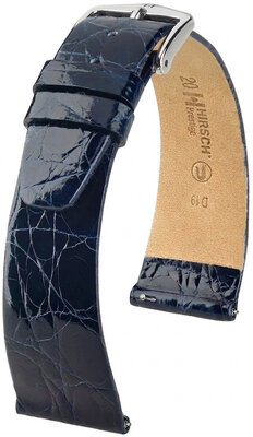 Bracelet en cuir Hirsch Prestige 02308180-2, bleu, peau de crocodile, Quick Release