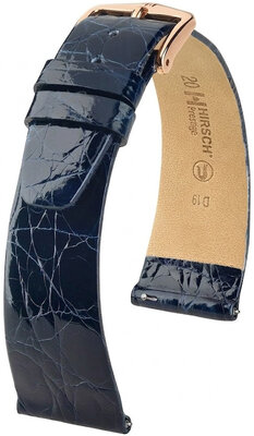 Bracelet en cuir Hirsch Prestige 02308180-7, bleu, peau de crocodile, Quick Release