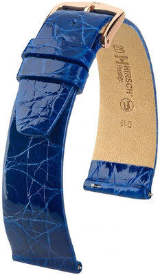 Bracelet en cuir Hirsch Prestige 02308185-7, bleu, peau de crocodile, Quick Release