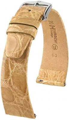 Bracelet en cuir Hirsch Prestige 02308190-2, beige, peau de crocodile, Quick Release