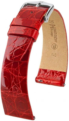 bracelet de montre en cuir Hirsch Prestige L 02208020-2, rouge, cuir de crocodile, longueur L, Quick Release