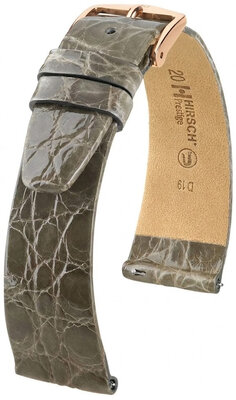 bracelet de montre en cuir Hirsch Prestige L 02208030-7, gris, cuir de crocodile, longueur L, Quick Release