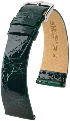 bracelet de montre en cuir Hirsch Prestige L 02208040-2, vert, cuir de crocodile, longueur L, Quick Release