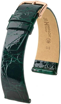 bracelet de montre en cuir Hirsch Prestige L 02208040-7, vert, cuir de crocodile, longueur L, Quick Release