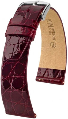 bracelet de montre en cuir Hirsch Prestige L 02208060-2, rouge, cuir de crocodile, longueur L, Quick Release