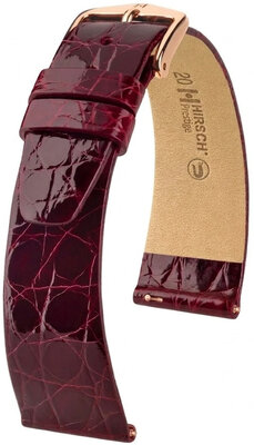 bracelet de montre en cuir Hirsch Prestige L 02208060-7, rouge, cuir de crocodile, longueur L, Quick Release