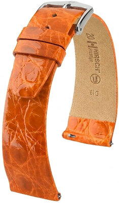 bracelet de montre en cuir Hirsch Prestige L 02208076-2, orange, cuir de crocodile, longueur L, Quick Release