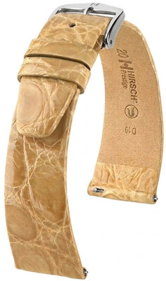 bracelet en cuir Hirsch Prestige L 02208090-2, beige, cuir de crocodile, longueur L, Quick Release